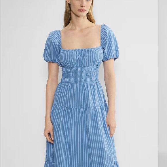 Wilfred Allegoria Poplin square neck Blue Midi Dress - Picture 5 of 8
